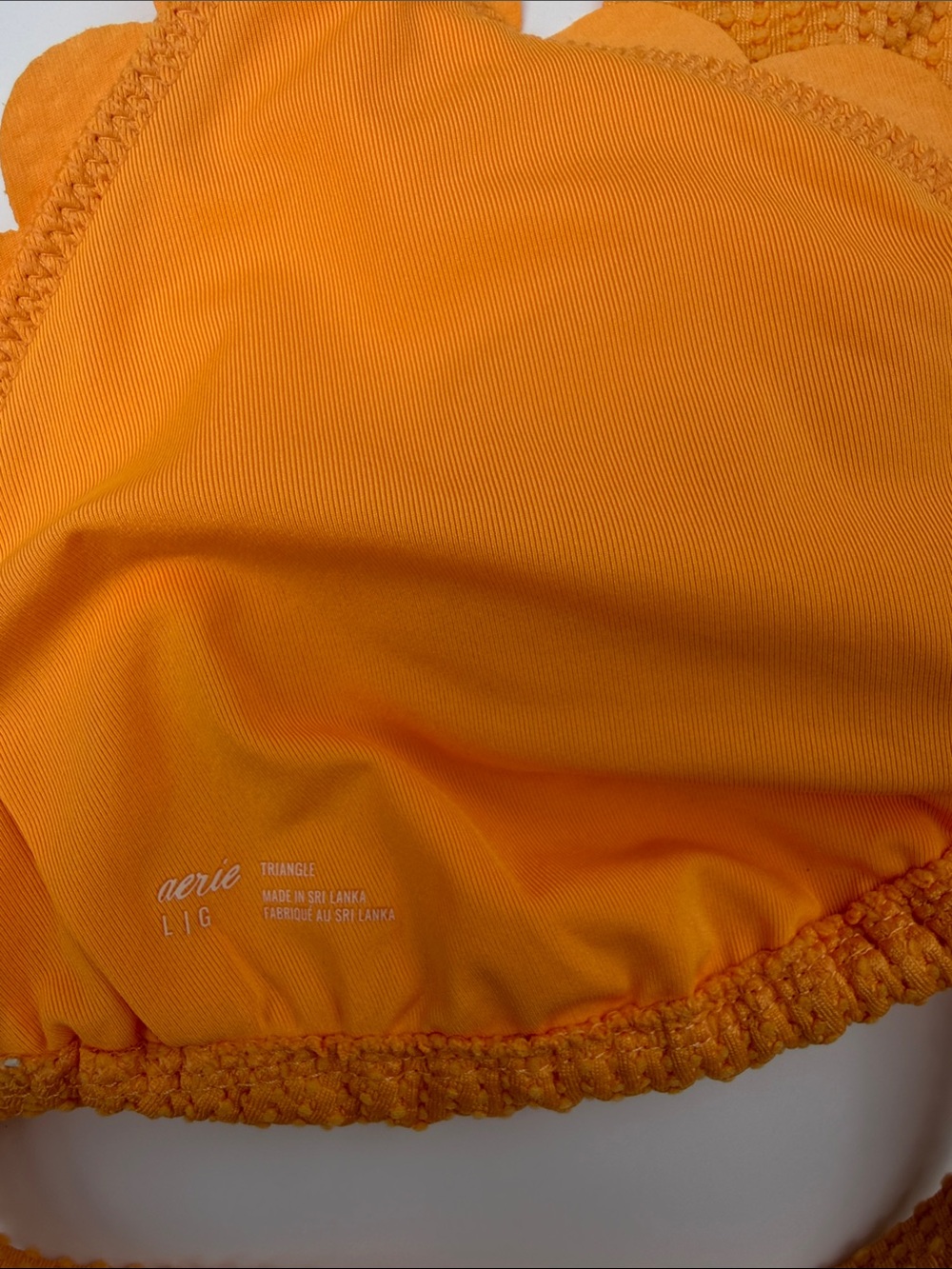 Aerie Orange Scalloped Textured Triangle Bikini Set - Size Large - Picture 4 of 4